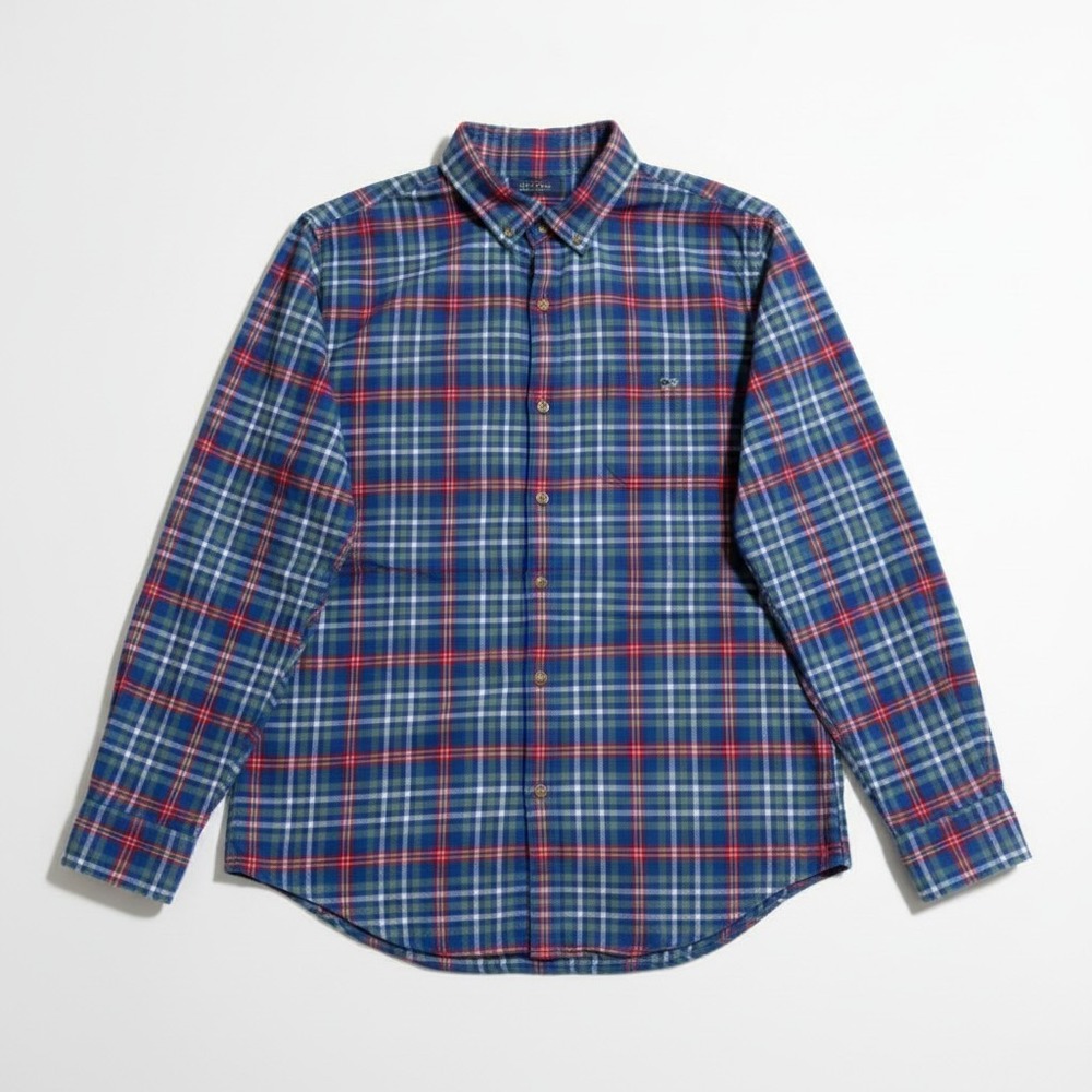 Vineyard Vines Slim Fit Tucker Shirt Mens Large Blue Plaid Preppy Button Down